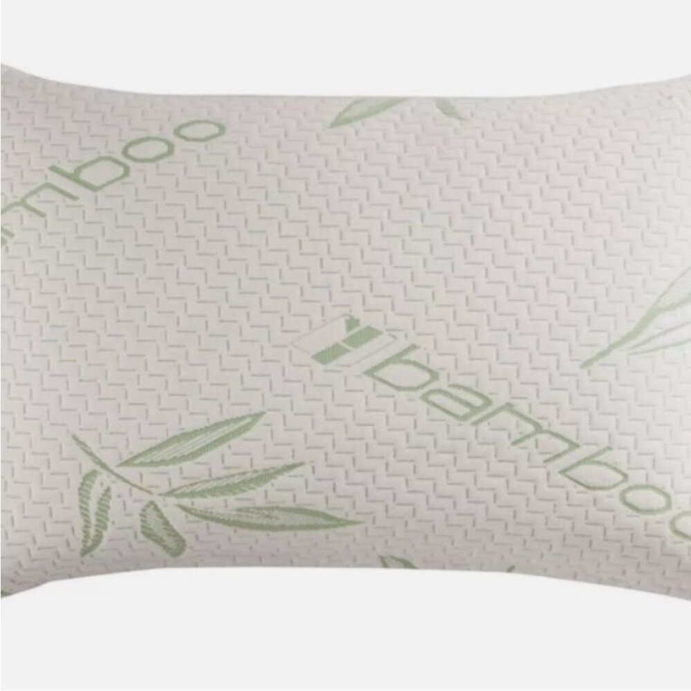 Bamboo Memory Foam Pillow - White and Green Queen/King 33” w x 16” L Retail $99